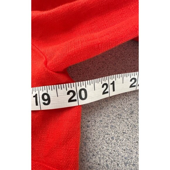 Chicos 100% Linen Open Front Blazer Women Medium (1)  Orange Long Cuffed Sleeve - Picture 6 of 7